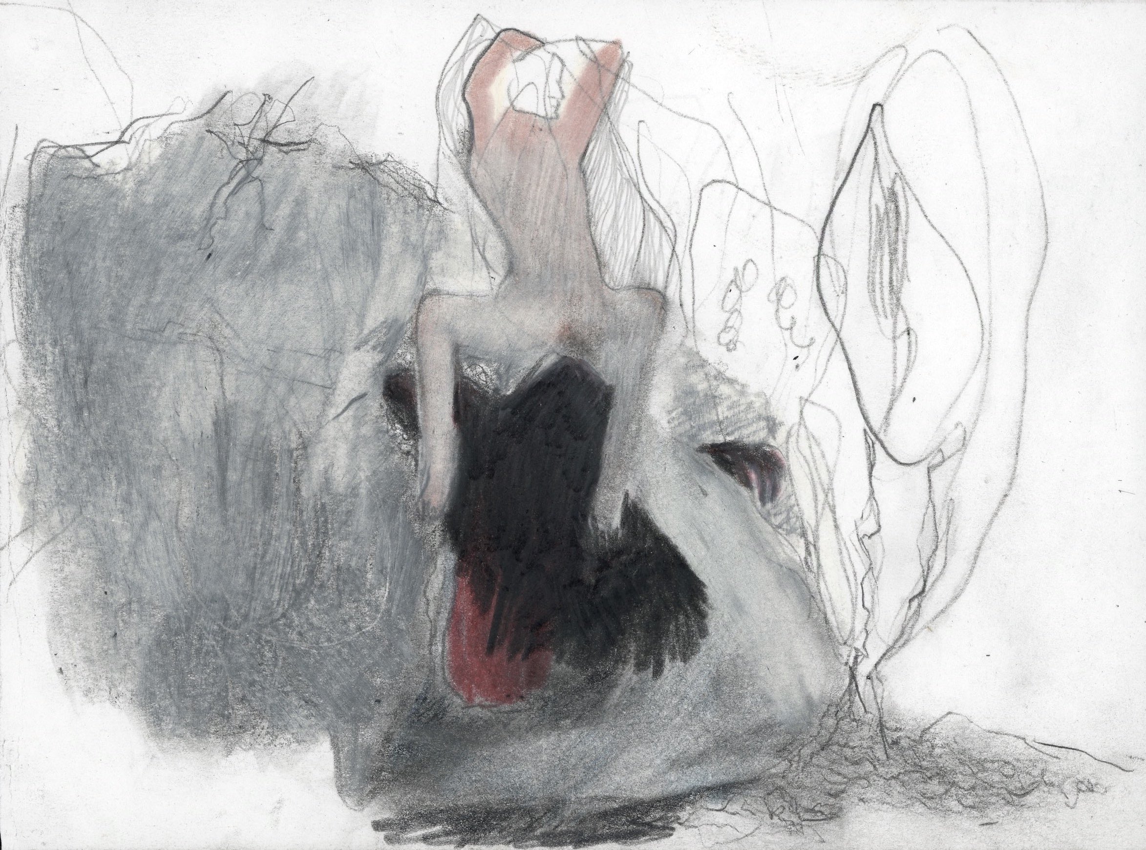 "Entre vents et marées", crayons sur papier, 15 x 20 cm, 2019