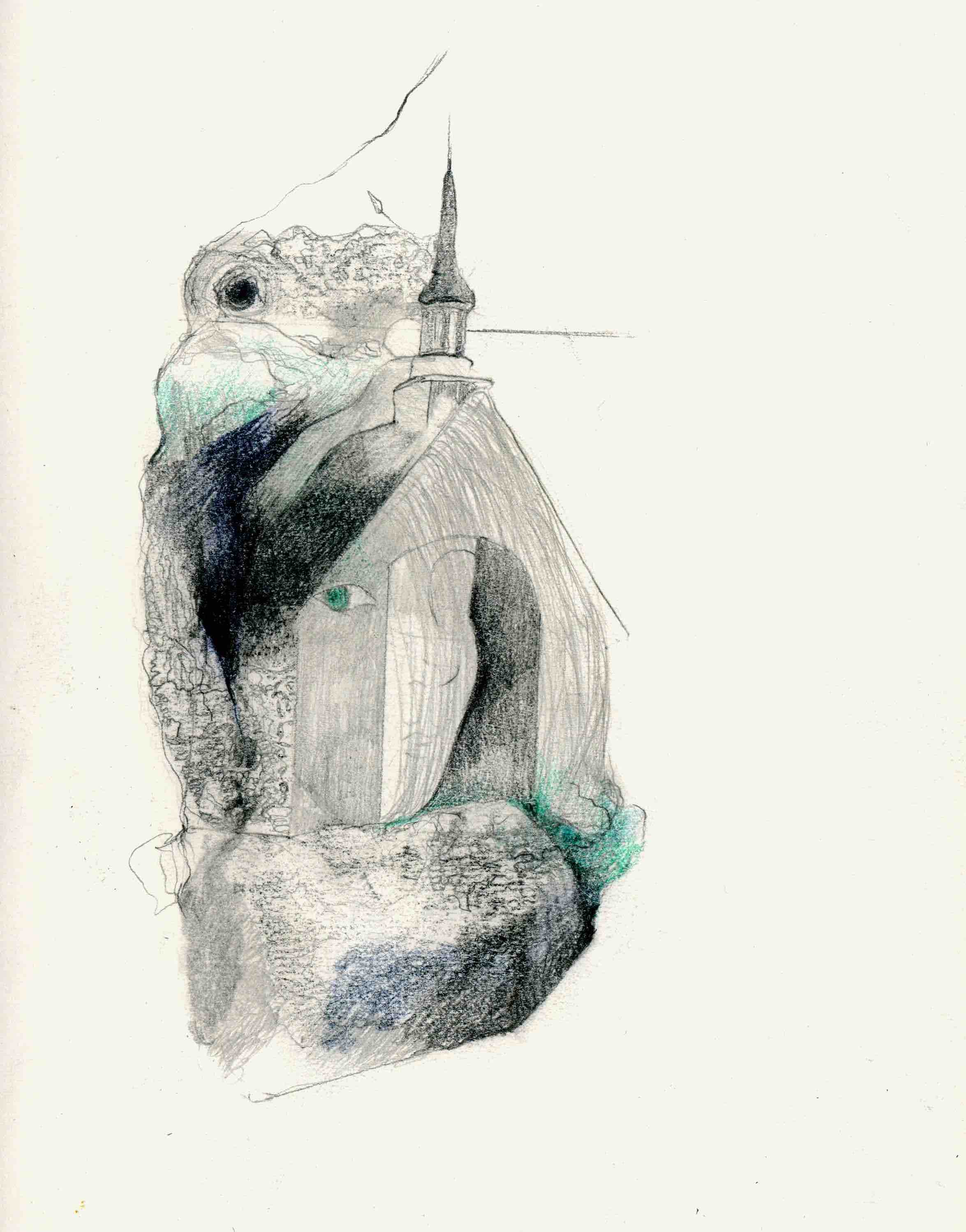 L'Holobionthe de Fanny Gosse, 2023, Crayons sur papier, 40 x 30 cm